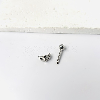 Angel Wing Heart 316L Surgical Stainless Steel Pave Cubic Zirconia Tongue Rings FS-WG901EE-04-1