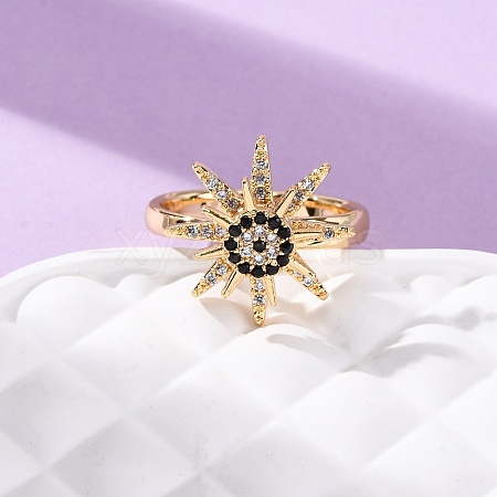 Brass Micro Pave Cubic Zirconia Finger Rings RJEW-S636-01G-1