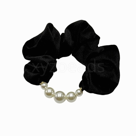 Plastic Pearls with Cloth Hair Ties PW-WG81AA1-01-1