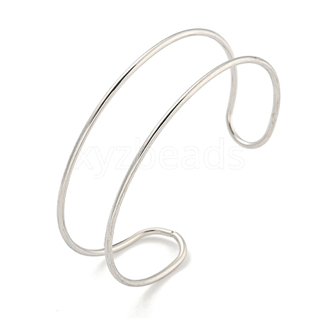 Non-Tarnish Hollowed 304 Stainless Steel Cuff Bangles for Women Men BJEW-P331-02P-1