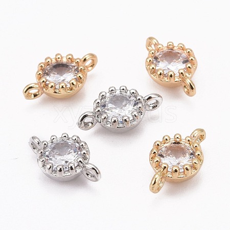 Flower Brass Micro Pave Cubic Zirconia Links X-ZIRC-L054-09-NR-1