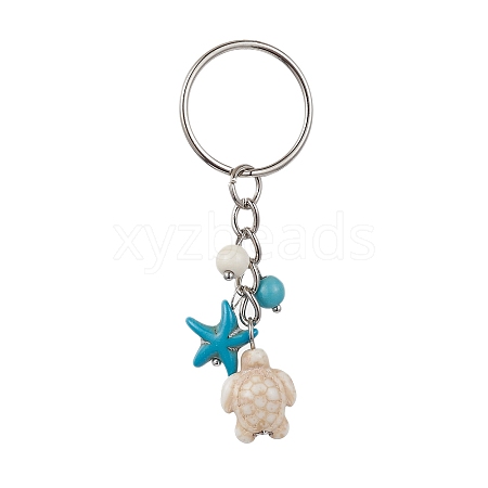 Turtle & Starfish Synthetic Turquoise Pendant Keychains KEYC-JKC00628-02-1