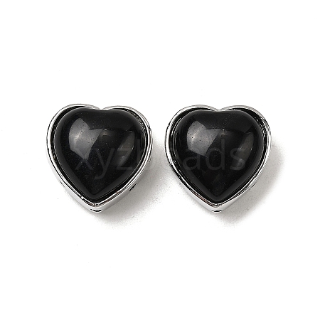 Brass Pave Natural Obsidian Heart Multi-Strand Links G-B149-13P-07-1