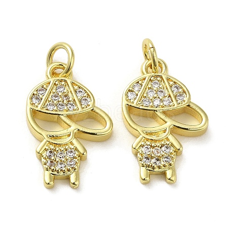 Rack Plating Brass Micro Pave Clear Cubic Zirconia Pendants KK-O017-02B-G-1