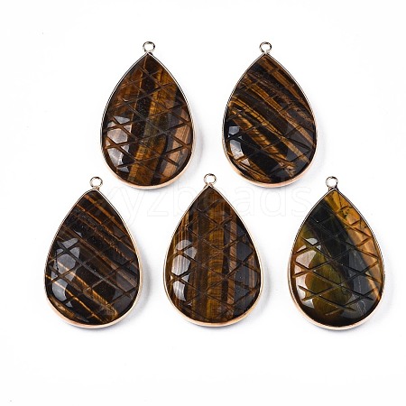 Natural Tiger Eye Pendants G-N326-108A-1