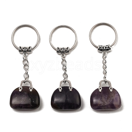 Natural Amethyst Bag Pendant Keychain G-Z033-16P-06-1