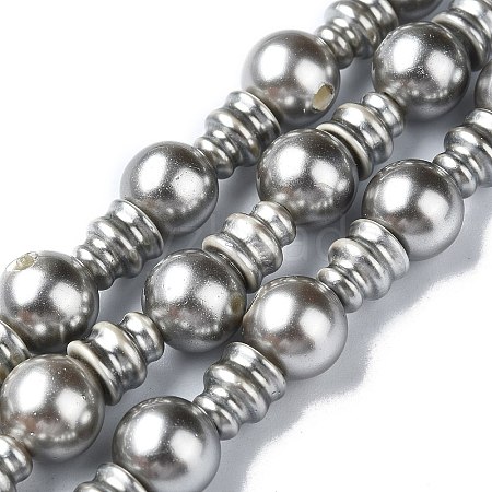 Natural Shell Pearl 3-Hole Guru Bead Strands G-K149-53B-1