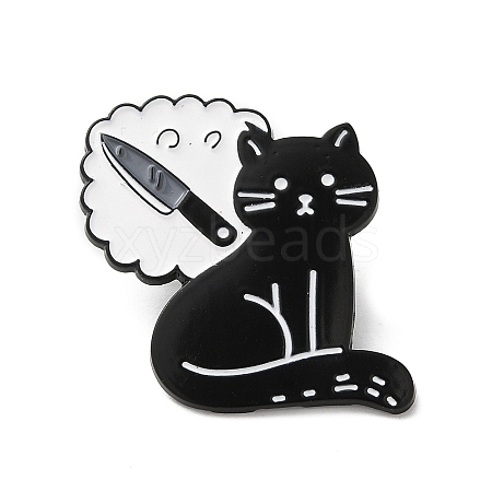 Cat & Knife Enamel Pins JEWB-H017-04EB-01-1