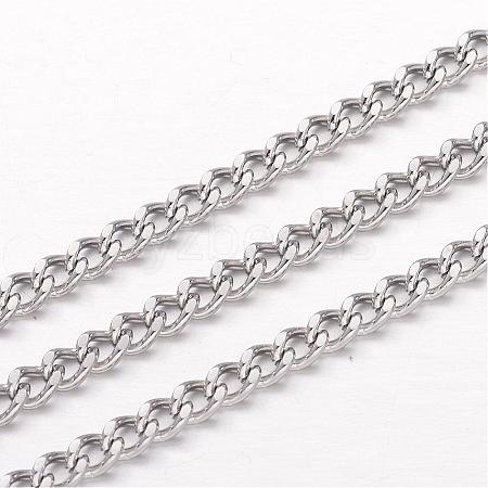 Tarnish Resistant 304 Stainless Steel Curb Chains CHS-K004-01P-0.8mm-1