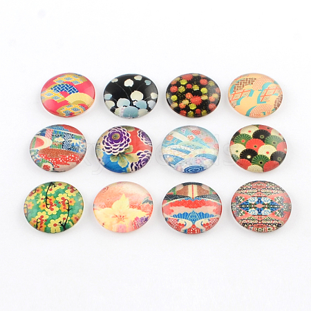 Half Round/Dome Pattern Photo Glass Flatback Cabochons for DIY Projects GGLA-Q037-12mm-43-1