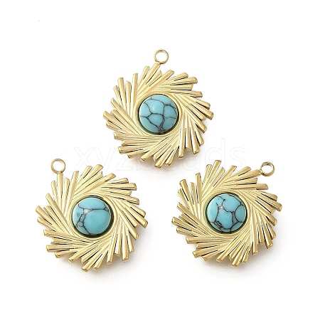 Synthetic Turquoise Boho Pendants STAS-U027-07G-02-1