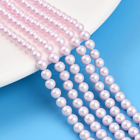 Baking Painted Pearlized Glass Pearl Bead Strands HY-N002-4mm-C03-1