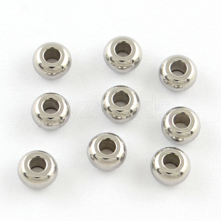 Tarnish Resistant 201 Stainless Steel Rondelle Spacer Beads X-STAS-R064-43-1