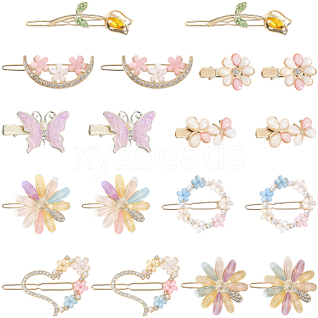 4 Bags 2 Styles Alloy & Resin Clip Hair Barrettes PHAR-SC0001-005-1