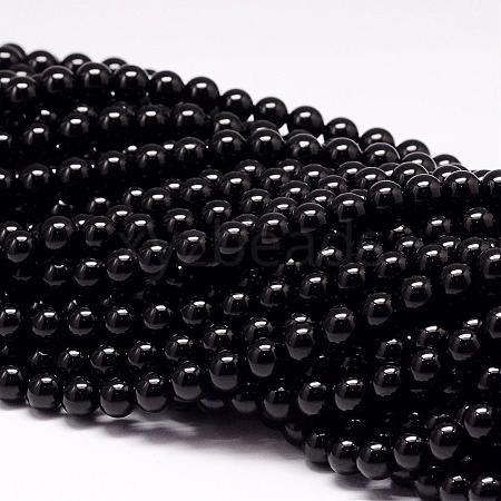 Natural Black Tourmaline Beads Strands G-P132-17-10mm-1