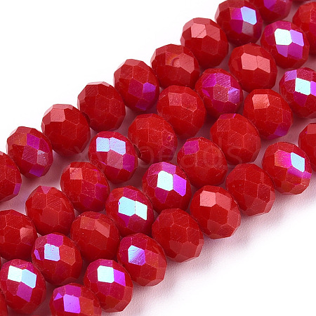 Electroplate Opaque Solid Color Glass Beads Strands EGLA-A044-P8mm-L02-1