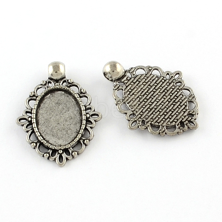 Tibetan Style Zinc Alloy Pendant Cabochons Settings TIBEP-R334-270AS-RS-1