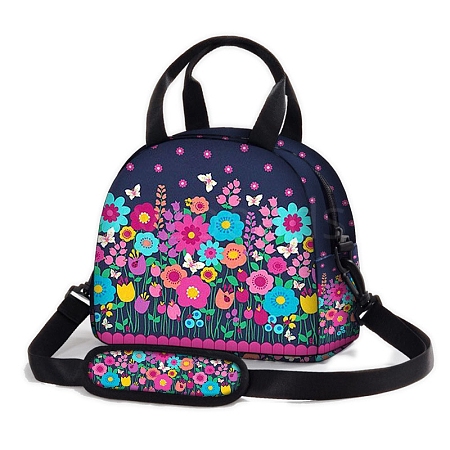 Rectangle with Flower Pattern Oxford Insulated Lunch Bag PW-WG104BF-05-1