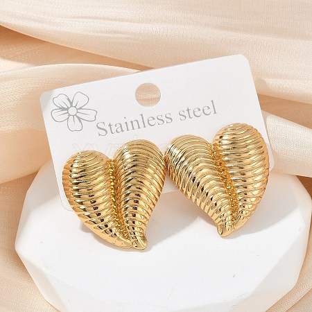 Heart 304 Stainless Steel Stud Earrings EJEW-L287-071G-1