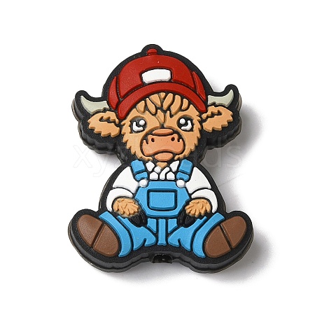 Overalls Red Hat Calf Cartoon Cowboy Silicone Focal Beads SIL-M006-03A-1
