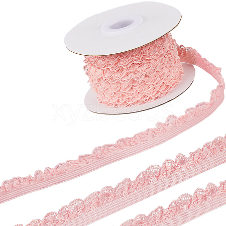 10 Yards Polyester Elastic Lace Trim SRIB-WH0011-121D-1