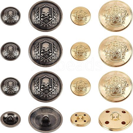 Olycraft 48Pcs 4 Style 1-Hole Metal Buttons BUTT-OC0001-22-1