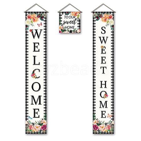 Polyester Hanging Sign for Home Office Front Door Porch Decorations HJEW-WH0023-031-1