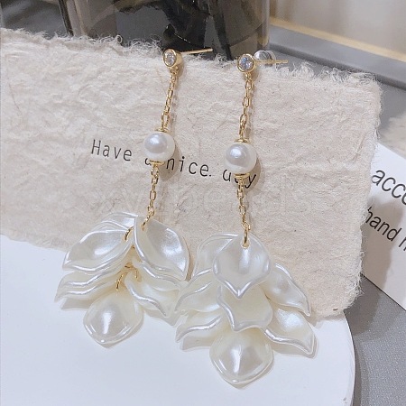 Imitation Pearl Petal Tassel Earrings OD5887-1