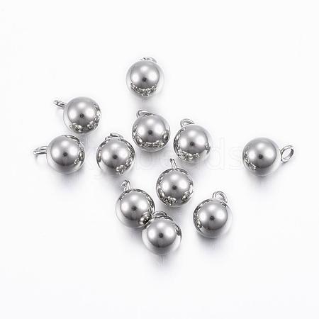 Tarnish Resistant 201 Stainless Steel Round Ball Charms STAS-H376-33-1