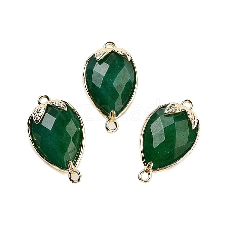 Dyed Natural Malaysia Jade Faceted Teardrop Connector Charms G-B081-03G-03-1