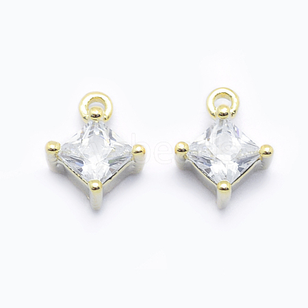 Long-Lasting Plated Brass Cubic Zirconia Charms KK-K204-B-018G-NF-1