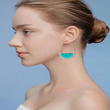 1 Pair Brass Glass Hoop Earrings for Women EJEW-LP0003-53A-1