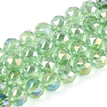 AB Color Plated Transparent Glass Round Beads Strands EGLA-T029-8mm-12T-09-1