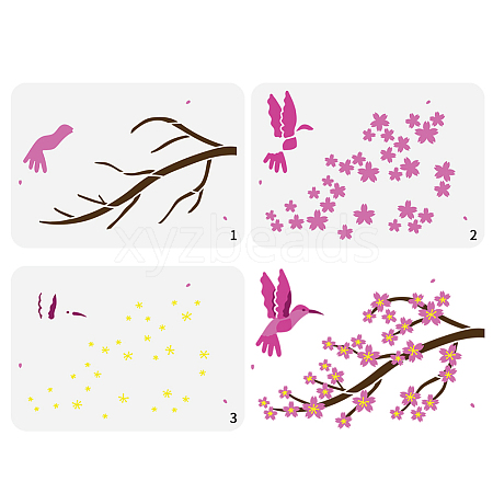 3Pcs 3 Styles PET Hollow Out Drawing Painting Stencils DIY-WH0394-0191-1