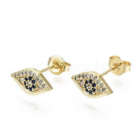 Brass Micro Pave Cubic Zirconia Stud Earrings EJEW-T046-35G-NF-1