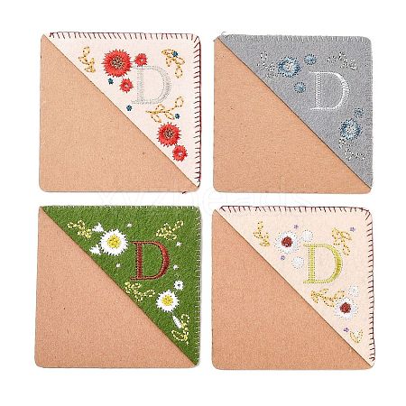 4Pcs Letter Personalized Hand Embroidered Corner Bookmarks JX587D-1