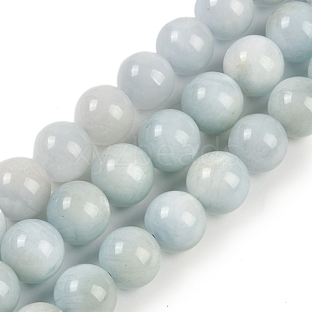 Natural Aquamarine Round Bead Strands G-I155-02-8mm-1