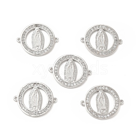 Brass Micro Pave Clear Cubic Zirconia Connector Charms KK-E068-VB353-1