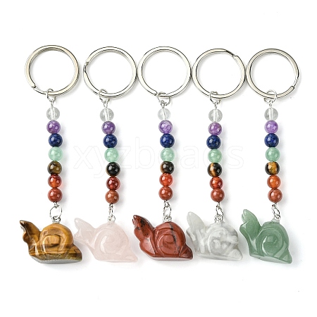 Snail Natural Gemstone Keychain KEYC-F040-07-1