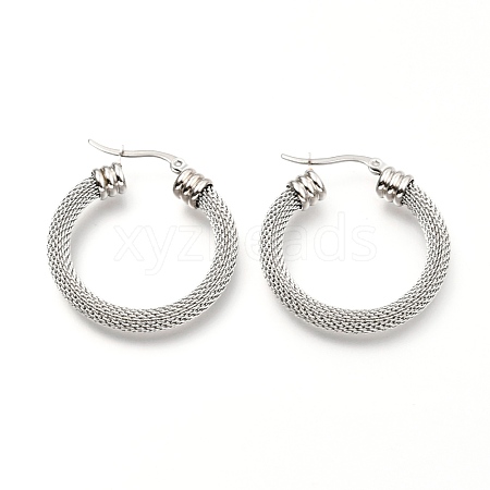 Non-Tarnish 304 Stainless Steel Mesh Hoop Earrings EJEW-C501-12P-A-1