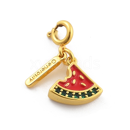 Brass Enamel Fruits Pendant Decoration HJEW-P020-01A-G-1