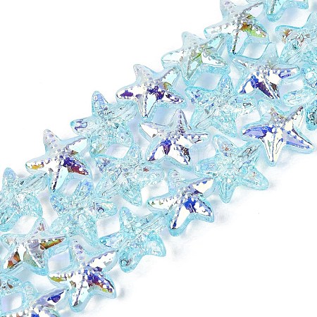 Electroplate Transparent Glass Beads Strands EGLA-Q136-01A-08-1