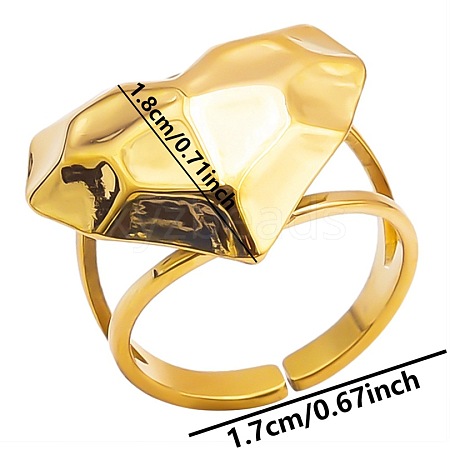 Geometric Heart Shape Stainless Steel Open Cuff Ring for Unisex Jewelry UP7409-2-1