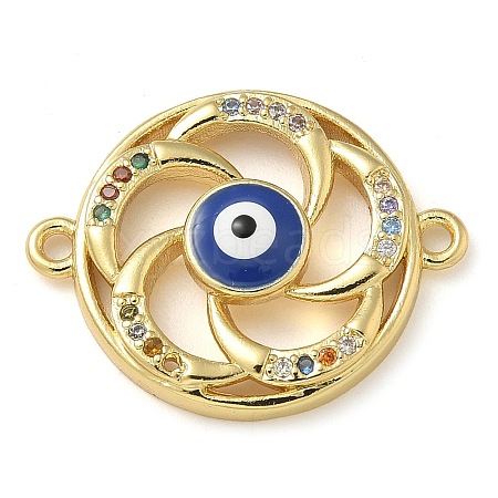 Rack Plating Brass Colorful Cubic Zirconia Vortex Connector Charms KK-K392-08G-02-1