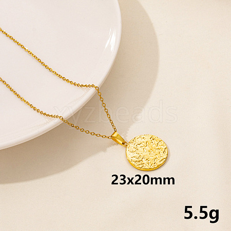 304 Stainless Steel Round Pendant Necklaces FU6316-2-1