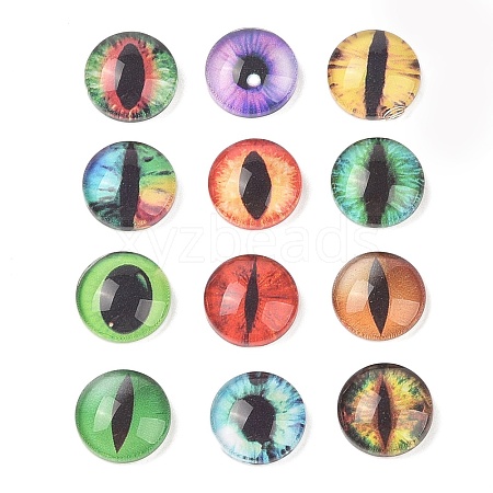 Half Round/Dome Dragon Eye Printed Glass Cabochons X-GGLA-A002-12mm-AB-1