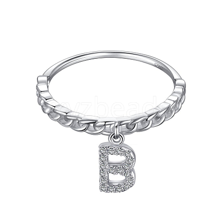 Rhodium Plated 925 Sterling Silver Micro Pave Clear Cubic Zirconia Finger Ring for Women RJEW-F150-16B-02P-1