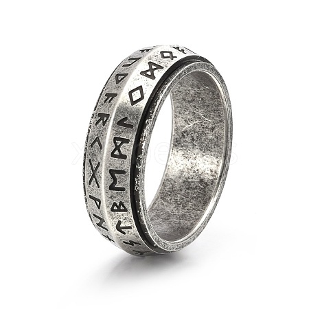 Rune Words Viking Amulet Titanium Steel Rotating Finger Ring PW-WG36209-28-1