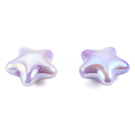 UV Plating Rainbow Iridescent Acrylic Beads PACR-T016-02A-1