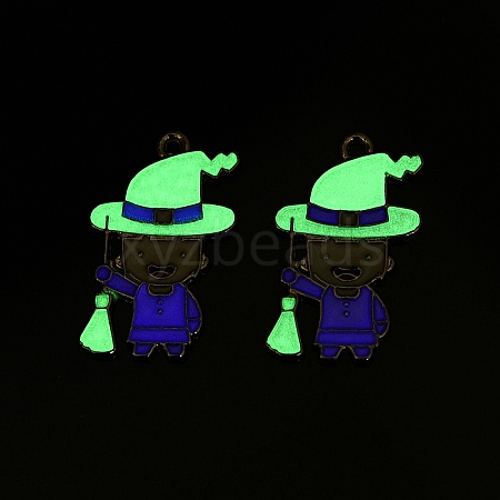 Halloween Theme Rack Plating Luminous Alloy Enamel Pendants ENAM-N056-234P-1-1